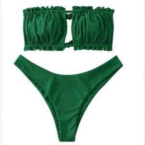 Women's Sexy Ruffle Tie Side Bandeau Bikini Set